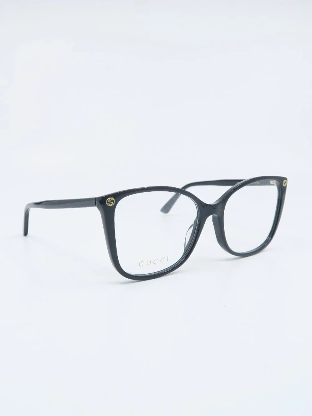 Gucci GG0026O 008 55mm Black & Gold Logo, New Women's Eyeglasses Frames.